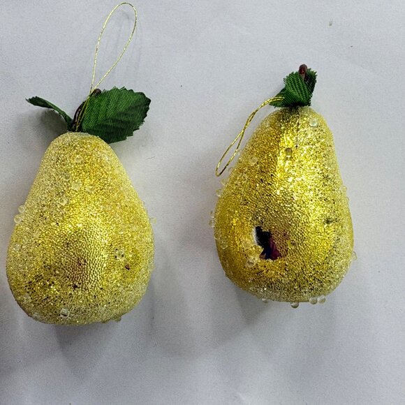 VTG Christmas Ornaments Set Of 8 Glittery Gold Pear Deer DIY Holiday Crafts - Picture 8 of 14